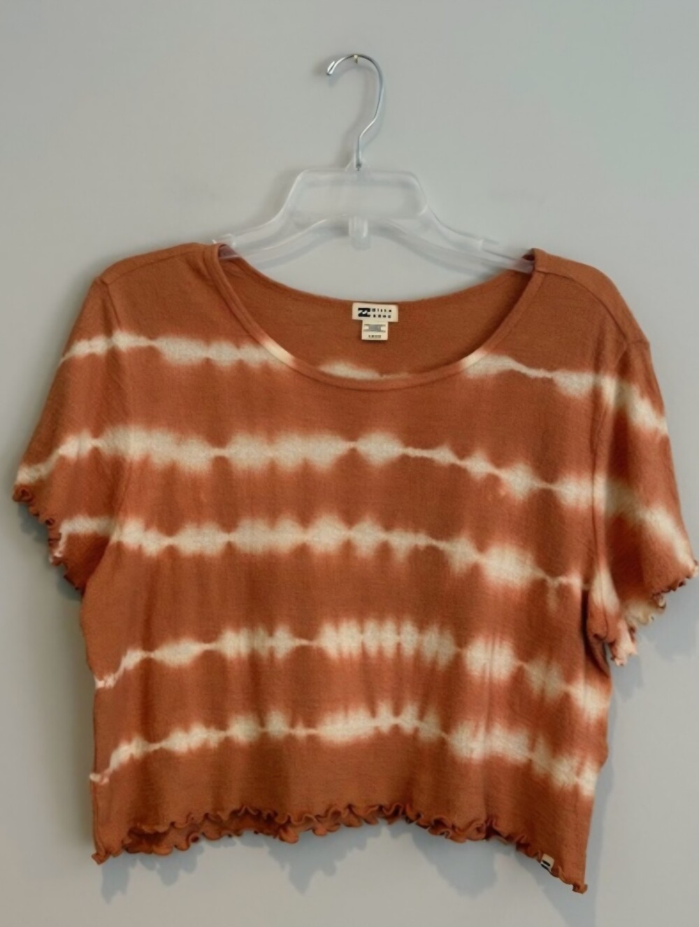 Billabong Boxy-cut Cropped Tie-dye Stripe Tee, Terracotta/cream, S